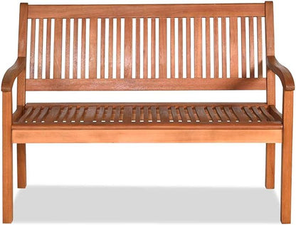S AFSTAR Patio Garden Bench, 2-Person Loveseat w/Curved Armrest and Backrest, Weight Capacity of 700lbs, Outdoor Wooden Bench for Entry Way Porch Garden