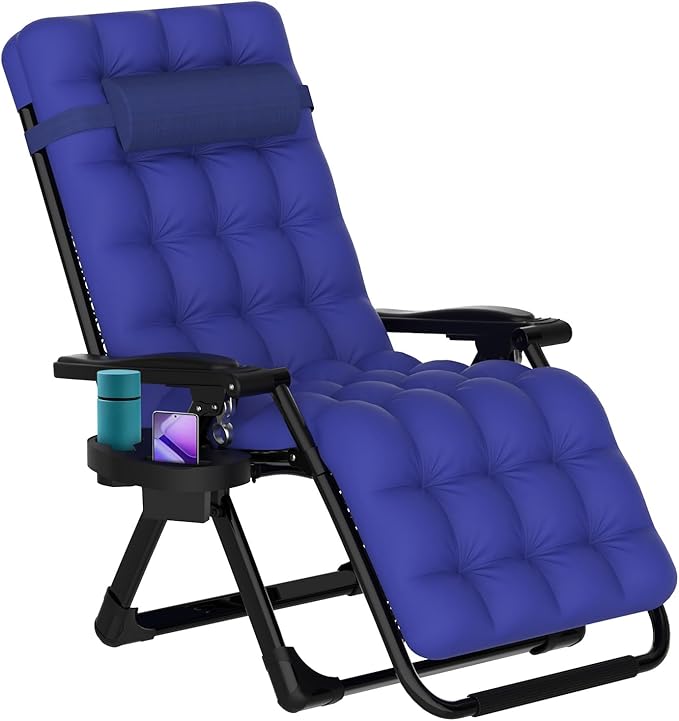ZENPETIO Zero Gravity Lounge Chair, Foldable Outdoor Recliner with Detachable Cushion - Photo 1
