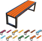 Garden Bench for Outdoors, Weatherproof Patio Bench Wooden Benches 2-Person Backyard Seat Backless Seat with Metal - Photo 1