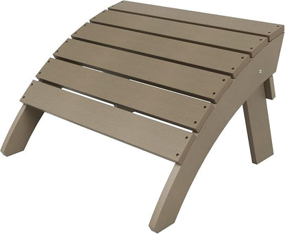 WestinTrends Tuscany Adirondack Ottoman, Real Wood Like Outdoor Ottoman for Patio, All Weather Poly Lumber Folding Ottoman Footrest for Adirondack Chair, Taupe