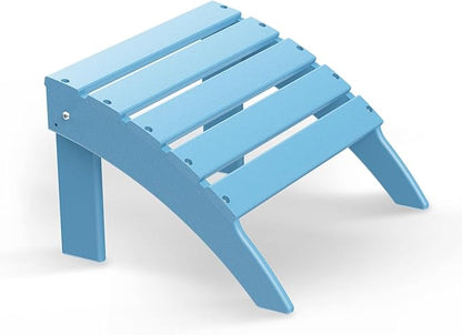 BRIOPAWS Adirondack Ottoman | Folding | HDPE Plastic | Arctic Outdoor Foot Rest | All Weather | Patio Footrest for Adirondack Chair | Foot Stool for Pool Deck Porch | 19.7W x 18.5L x 13H Inch