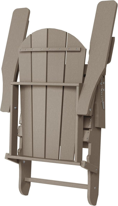 WestinTrends Malibu Folding Adjustable Adirondack Chair with Retractable Ottoman and Cup Holder (Set of 2), Weathered Wood