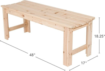 Shine Company Outdoor Wooden Backless Patio Garden Bench, 4 Ft, Natural