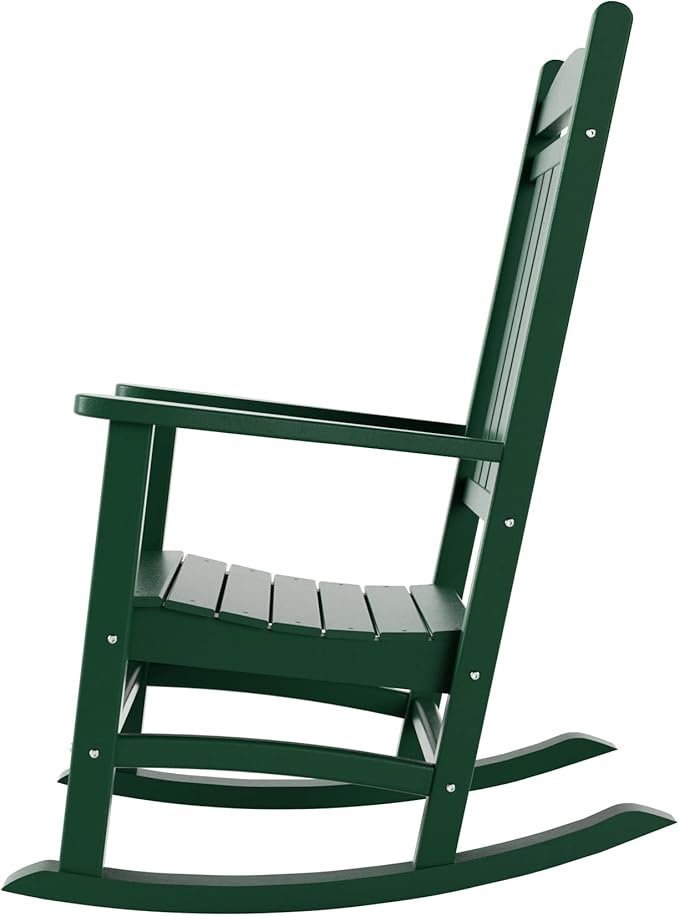 WestinTrends Malibu Malibu Outdoor Patio Poly Classic Porch Rocking Chair (Set of 4), Dark Green