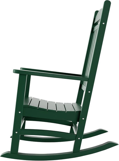 WestinTrends Malibu Malibu Outdoor Patio Poly Classic Porch Rocking Chair (Set of 4), Dark Green
