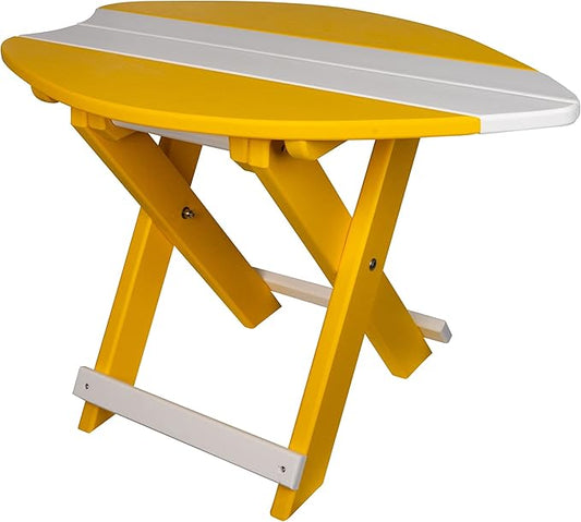Amish-Made Surfboard Shaped Yellow Poly Folding Side Table