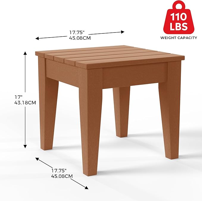 Costaelm Small Outdoor Side Table, Patio End Table Weather Resistant Outdoor Coffee Table, Square Conversation Table for Indoor, Porch, Balcony, Garden, Poolside, Deck, Teak