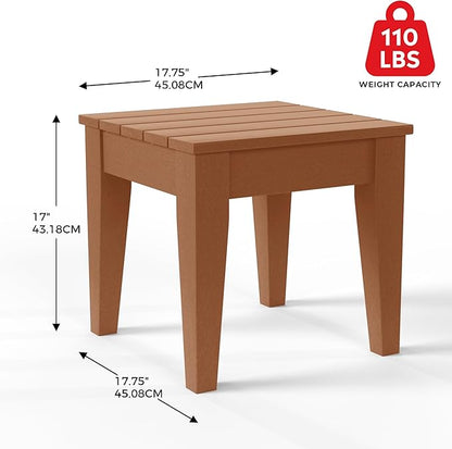 Costaelm Small Outdoor Side Table, Patio End Table Weather Resistant Outdoor Coffee Table, Square Conversation Table for Indoor, Porch, Balcony, Garden, Poolside, Deck, Teak