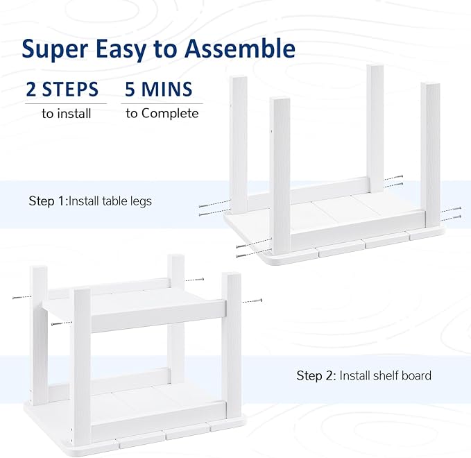 18" Outdoor Side Table, 2-Tier Patio Side Table, Weather Resistant, Easy Assembled - Photo 6
