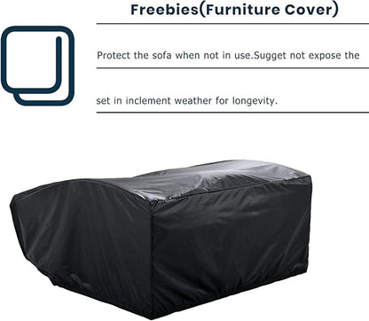 Merax Chaise Lounge Outdoor, Double PE Wicker Rattan Patio Reclining Chair, 2-Person Sunbed with 3 Adjustable Backrest & Free Furniture Protection Cover, White