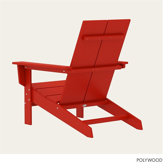 POLYWOOD Contemporary Modern Oversized Adirondack Chair in Sunset Red - Photo 4