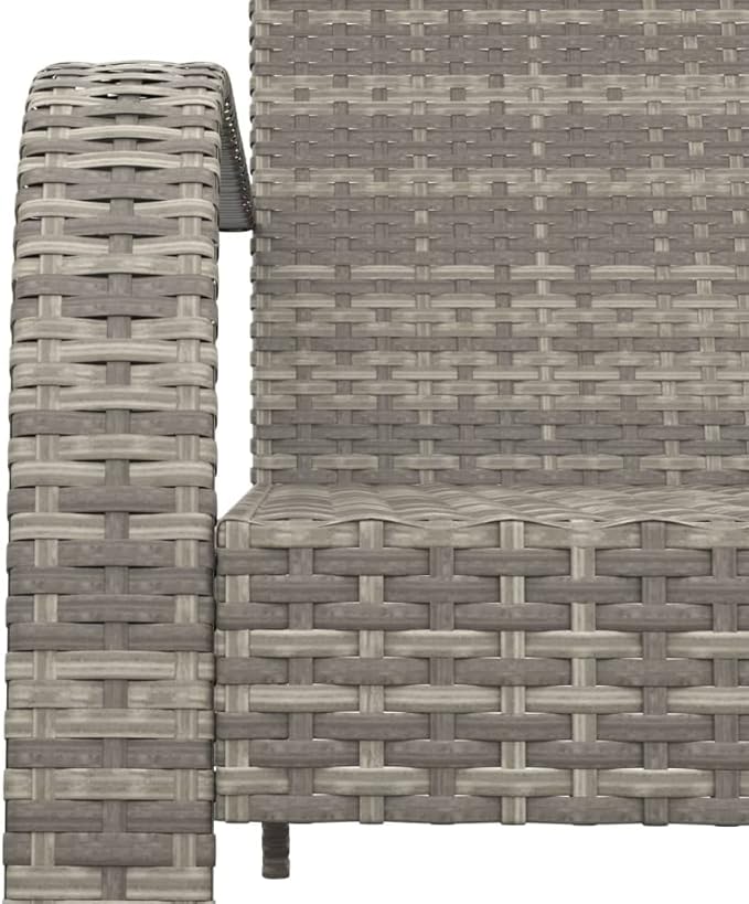 Grey Poly Rattan Adirondack Chair with Powder-Coated Steel Frame for Outdoor Patio and Garden - Photo 7