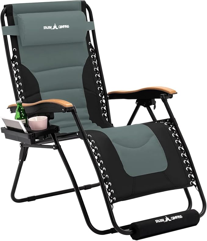 Amopatio Zero Gravity Chair with Cup Holder Patio Outdoor Folding Lounge Chairs with Footrest & Headrest for Indoor and Outdoor, Support 400LBS