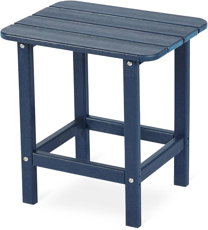 Aoodor 19'' Adirondack Side Table, Rectangular HDPE End Table, Weather Resistant and Easy Maintenance, Dark Blue - Photo 1