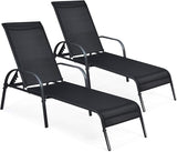COSTWAY Outdoor Lounge Chairs Set of 2, Patio Chaise Lounge Recliner with Heavy Duty Steel Frame - Photo 1