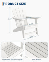 Modern HDPE Plastic Adirondack Chair - Oversize 380 LB Poly Lumber Weather Resistant Firepit Chair - Outdoor Patio - Photo 3