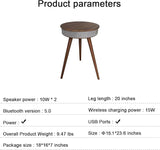 Louis Donné Smart End Table with Bluetooth Speakers, Round Side Table with Wireless Charger - Photo 4