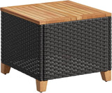 Square Garden Side Table, Compact Patio Coffee Table with Durable Poly Rattan and Acacia Wood Top - Photo 3