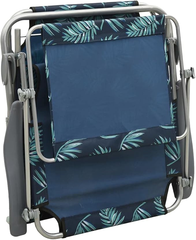 Folding Leaf Print Sun Lounger w/Adjustable Canopy, 74"x28" Steel Frame Outdoor Chaise for Garden, Pool, Beach, Balcony - Photo 8