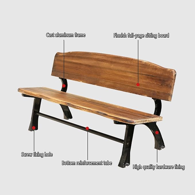 Outdoor Metal Garden Bench, Patio Loveseat Chair for 2-3 People, Durable Park Seating for Lawn, Yard & Porch - 59.1" Size, Perfect Patio Furniture
