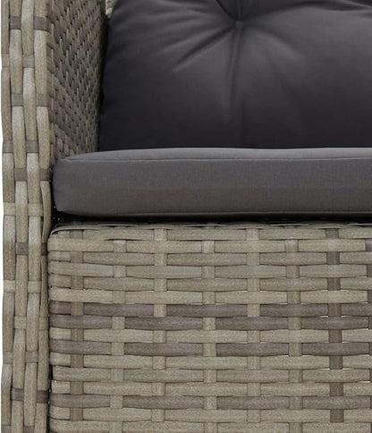 vidaXL 5 Piece Patio Lounge Set - Gray Poly Rattan Outdoor Furniture with Metal Frame, Cushioned Chairs, Stools & Table - Industrial Look for Garden & Terrace