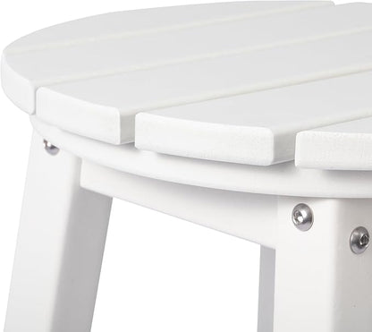 Costaelm 24" Height Outdoor Bar Stools, All-Weather Bar Stools, Adirondack Poly Patio Round Bar Stool for Patio, Deck, Kitchen Counter and Garden, White