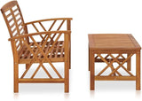 Solid Acacia Wood Garden Bench, Outdoor Patio Lounge Seating - Photo 2