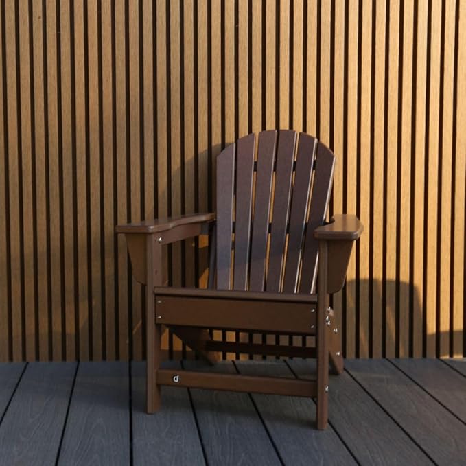NewTechWood Child Adirondack Patio Chair Weather Resistant, Easy Installation, Widely Used in Outdoor, Fire Pit, Deck, Lawn, Outside, Garden Chairs (Teak)