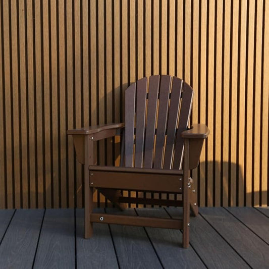 NewTechWood Child Adirondack Patio Chair Weather Resistant, Easy Installation, Widely Used in Outdoor, Fire Pit, Deck, Lawn, Outside, Garden Chairs (Teak)
