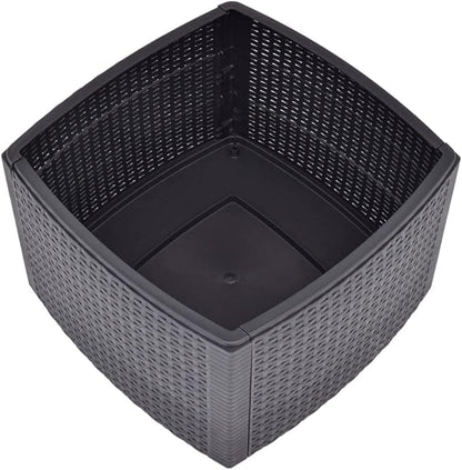 Side Table,Garden Table,Weather Resistant,with Convenient Storage Area for Refreshments,with an Attractive, Flat, Rattan-Look Design,Mocha 21.3"x21.3"x14.4" Plastic