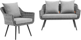 Modway EEI-3174-GRY-GRY-SET Endeavor 2 Piece Outdoor Patio Wicker Rattan Sectional Sofa Set, Gray - Photo 2