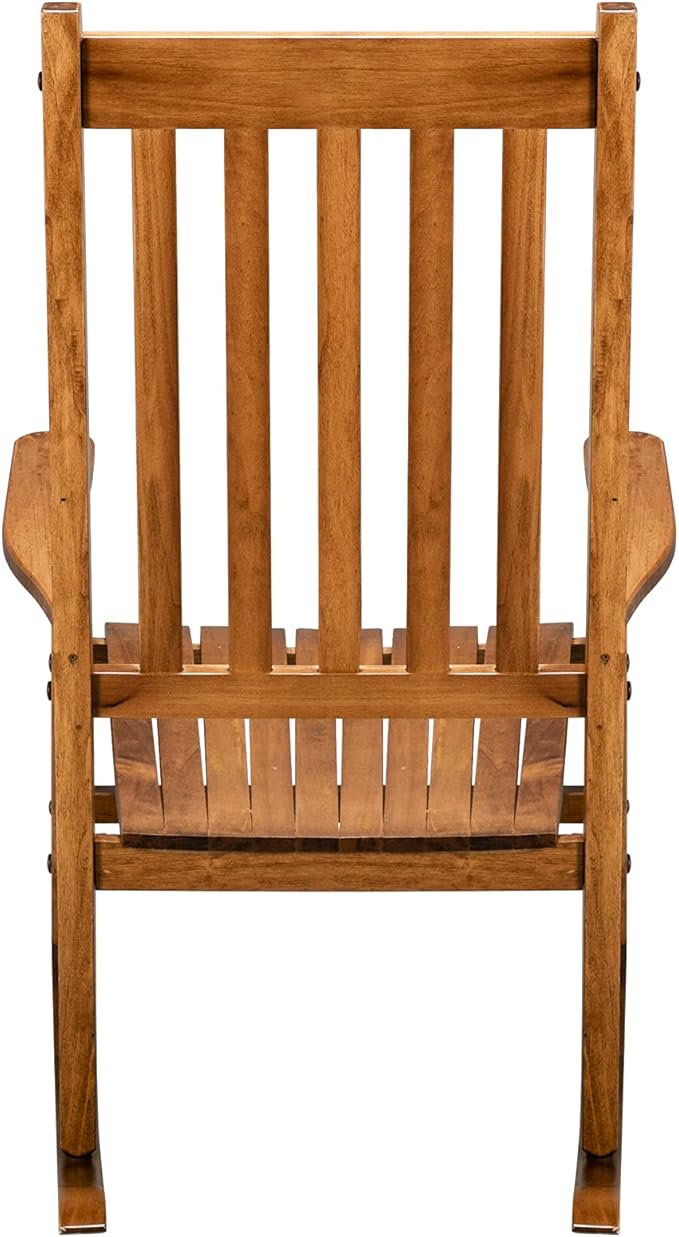 Outdoor Porch Rocker Chairs,Weather Resistant Wood Rocking Chair for Adults,Modern Rocking Accent Chairs,Indoor Outside Furniture Rocker,with Armrest,for Garden Lawn Backyard Poolside Deck (Natural)