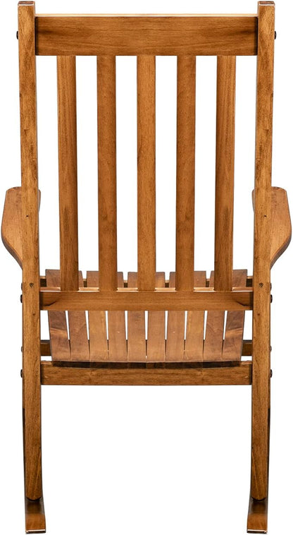 Outdoor Porch Rocker Chairs,Weather Resistant Wood Rocking Chair for Adults,Modern Rocking Accent Chairs,Indoor Outside Furniture Rocker,with Armrest,for Garden Lawn Backyard Poolside Deck (Natural)