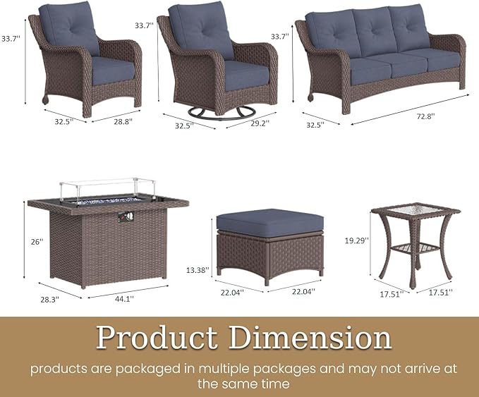 10 Piece Patio Furniture Set with Fire Pit Table - Photo 2