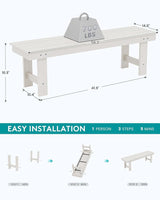 SERWALL 2-Person Outdoor Bench Backless, HDPE Outdoor Benches Weatherproof, 700 Lbs Weight Capacity - Photo 3