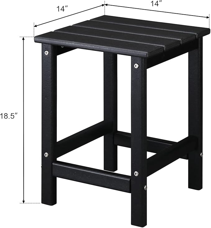 Vasitelan Outdoor Adirondack Square Side Table, Pool Composite Patio Table,HDPE End Tables for Backyard,Pool (Black) - Photo 3