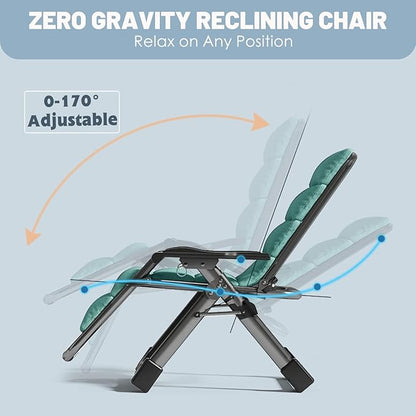 Slsy Zero Gravity Chair, Reclining Lounge Chair with Removable Cushion & Tray for Indoor and Outdoor, Patio Recliner Folding Reclining Chair
