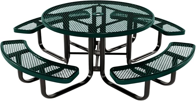 COATEDOUTDOORFURNITURE Heavy-Duty Portable Outdoor Kids Table with Umbrella Hole, Expanded Metal Kids Picnic Table - Photo 1
