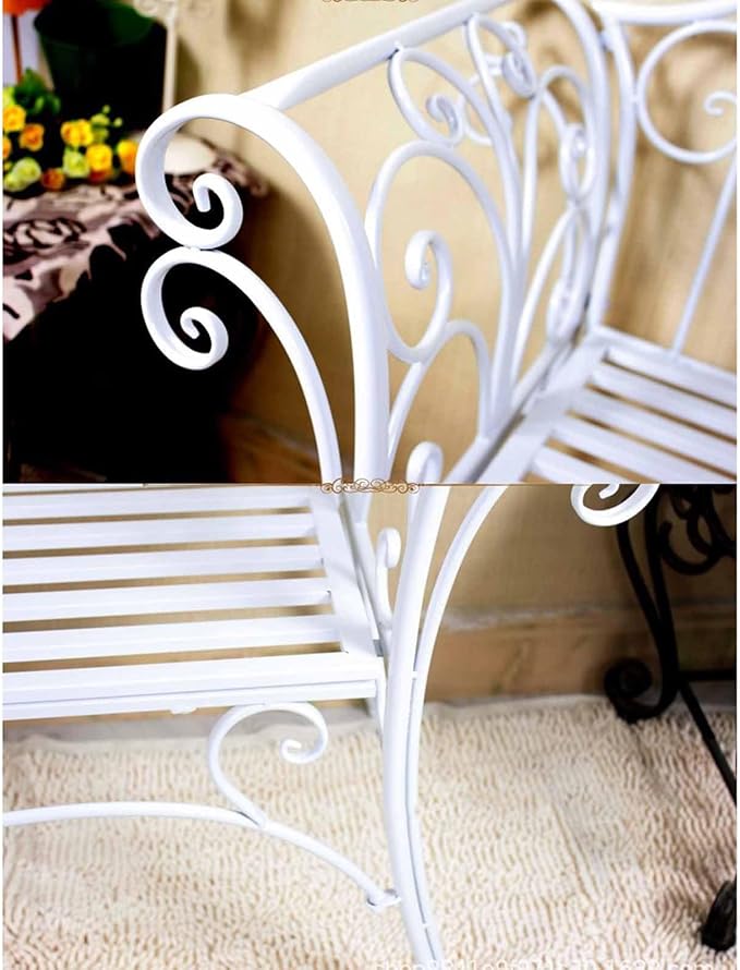 SYUFRE Outdoor Garden Bench Patio Furniture Chair Park Bench with Flower Pattern Backrest, Slatted Seat, Metal Bench Outdoor for Outdoor Porch, Lawn, Balcony, Backyard (Color : Red Copper)