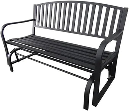 Four Seasons Courtyard Outdoor Patio Bench Glider Backyard Garden, Front Porch, or Walking Path Furniture Seat with Powder Coated Steel Frame, Black