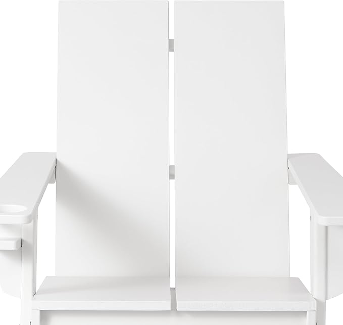 WestinTrends Riviera Outdoor HDPE Modern Adirondack Chair with Cup Holder, White
