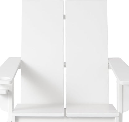 WestinTrends Riviera Outdoor HDPE Modern Adirondack Chair with Cup Holder, White