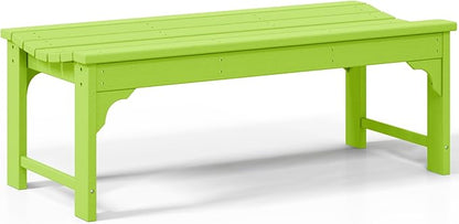 Costaelm Outdoor Benches Weatherproof, All Weather Resistant Park Bench Poly Lumber Backless Garden Bench Seat for Entryway Front Porch, Lime