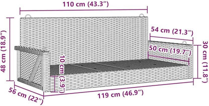 Swing Bench Beige PE Rattan, Powder-Coated Steel Medium Yard Bench Outdoor Seating for Balcony Courtyard