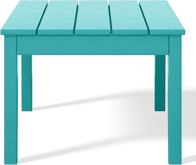 WestinTrends Malibu Low Outdoor HDPE Patio Rectangle Coffee Table, Turquoise