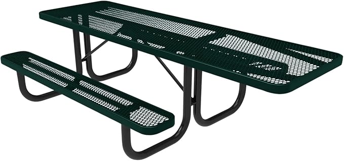 COATEDOUTDOORFURNITURE T8H-DGRN Heavy Duty Rectangular Portable Picnic Table, Handicap Accessible on One End, 8 Ft, Dark Green, Made in America