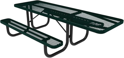 COATEDOUTDOORFURNITURE T8H-DGRN Heavy Duty Rectangular Portable Picnic Table, Handicap Accessible on One End, 8 Ft, Dark Green, Made in America