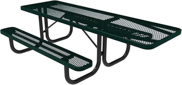 COATEDOUTDOORFURNITURE T8H-DGRN Heavy Duty Rectangular Portable Picnic Table, Handicap Accessible on One End, 8 Ft - Photo 1