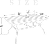 Outdoor Rectangle Dining Table 6-Person with 1.57" Umbrella Hole Metal Steel Backyard Bistro Table for Garden, Poolside - Photo 2