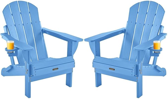 Ciokea Folding Adirondack Chairs Set of 2, Patio Adirondack Chair Weather Resistant - Photo 1